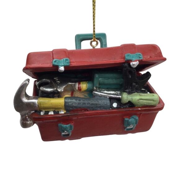 Red Tool Box Christmas Tree Ornament Carpenter Builder Woodworker Handyman - Picture 1 of 6